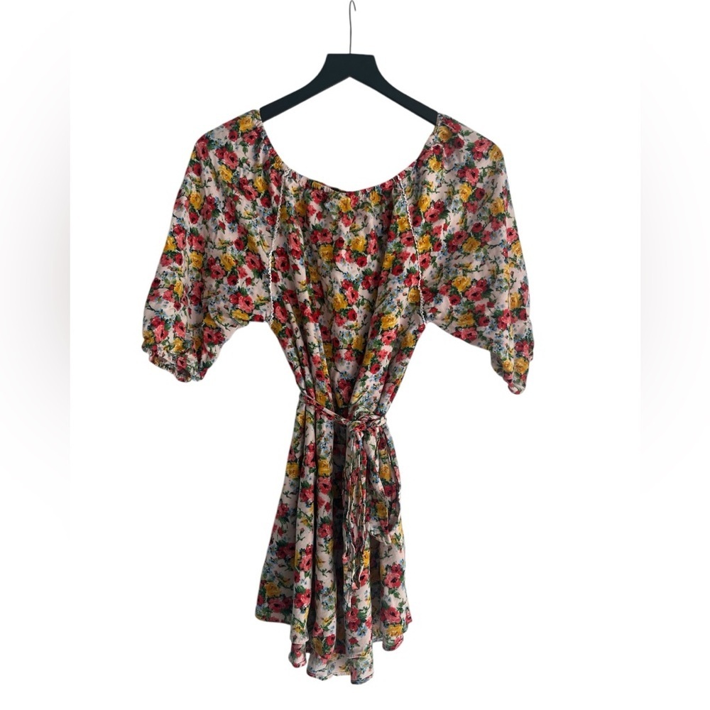 Free People Floral High-Low Dress in Pink, Yellow and Green